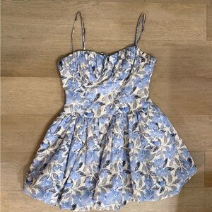 Astr Blue and Cream Floral Dress